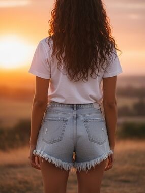 Windsor Light Blue Distressed Denim Jean Shorts